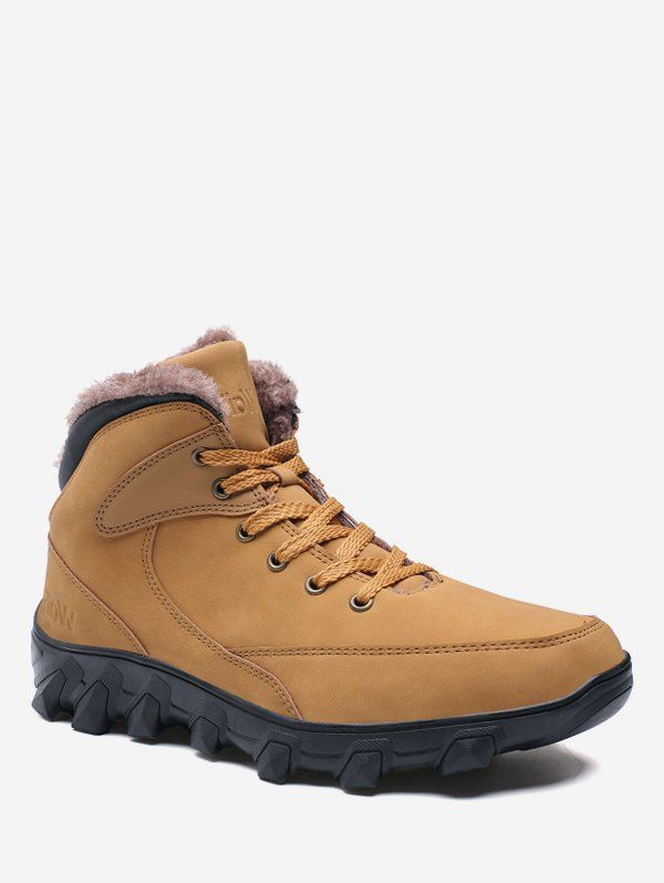 

Lace Up Warmth Fleece Outdoor Shoes, Caramel