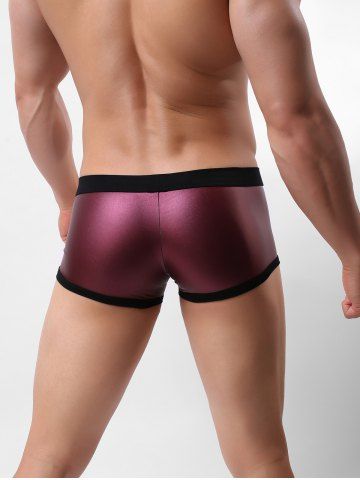 

U Pouch Design Faux Leather Boxers, Red wine