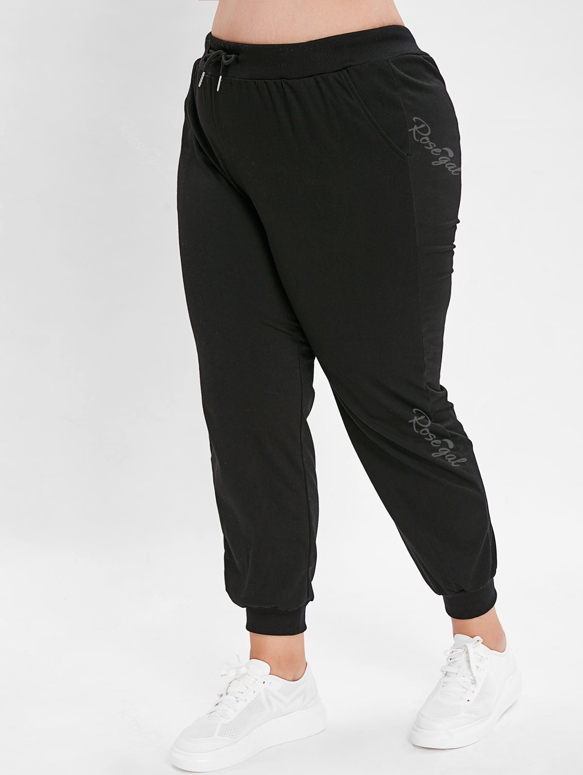 

Plus Size Solid Color Jogger Pants, Black