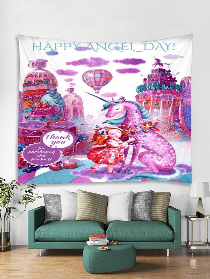 

Unicorn Castle Print Tapestry Wall Hanging Decoration, Multi