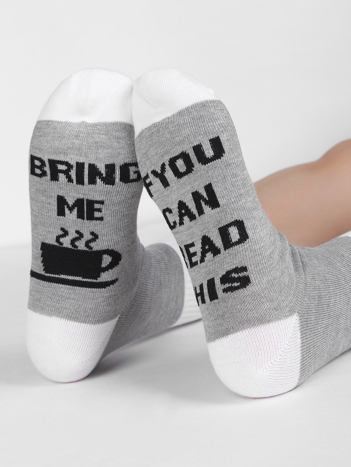 

Letter Print Contrast Graphic Socks, Ash gray