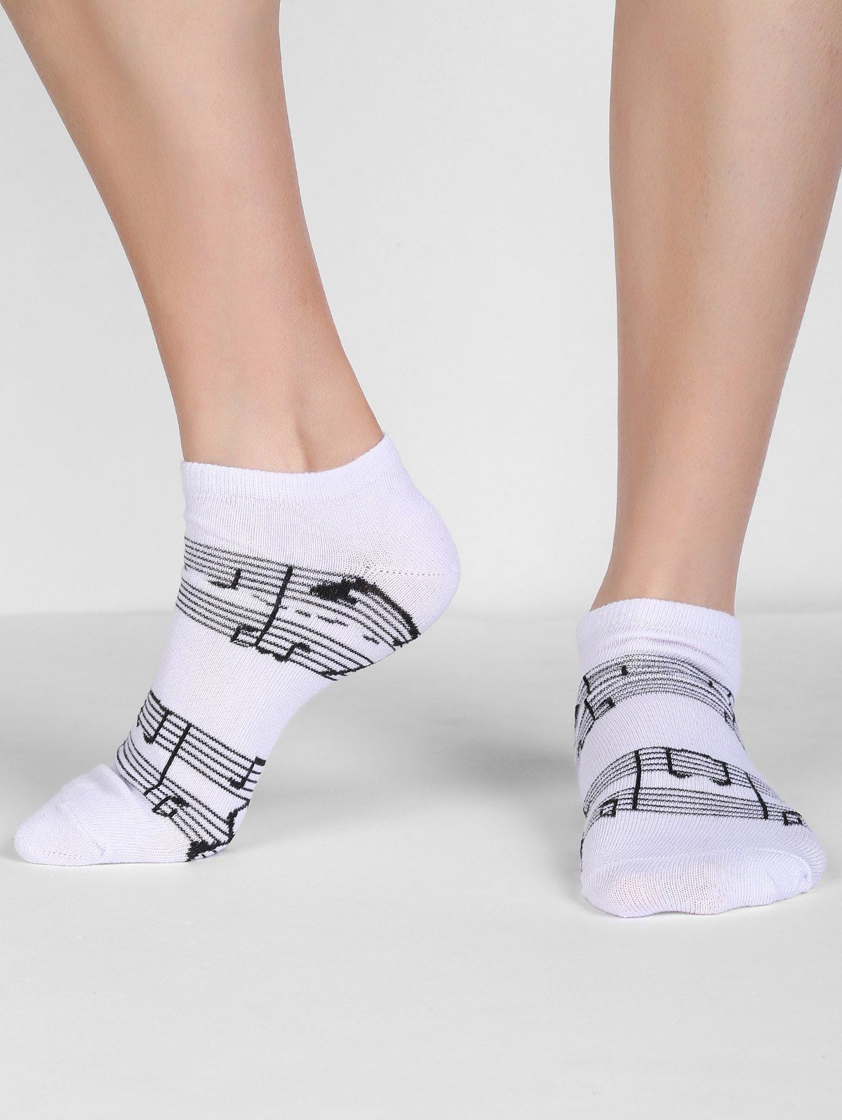 

Musical Score Pattern Mid Calf Socks, White
