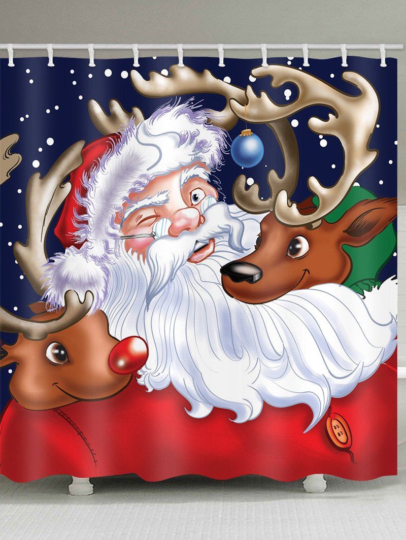 

Christmas Bespectacled Santa Bathroom Shower Curtain, Multi