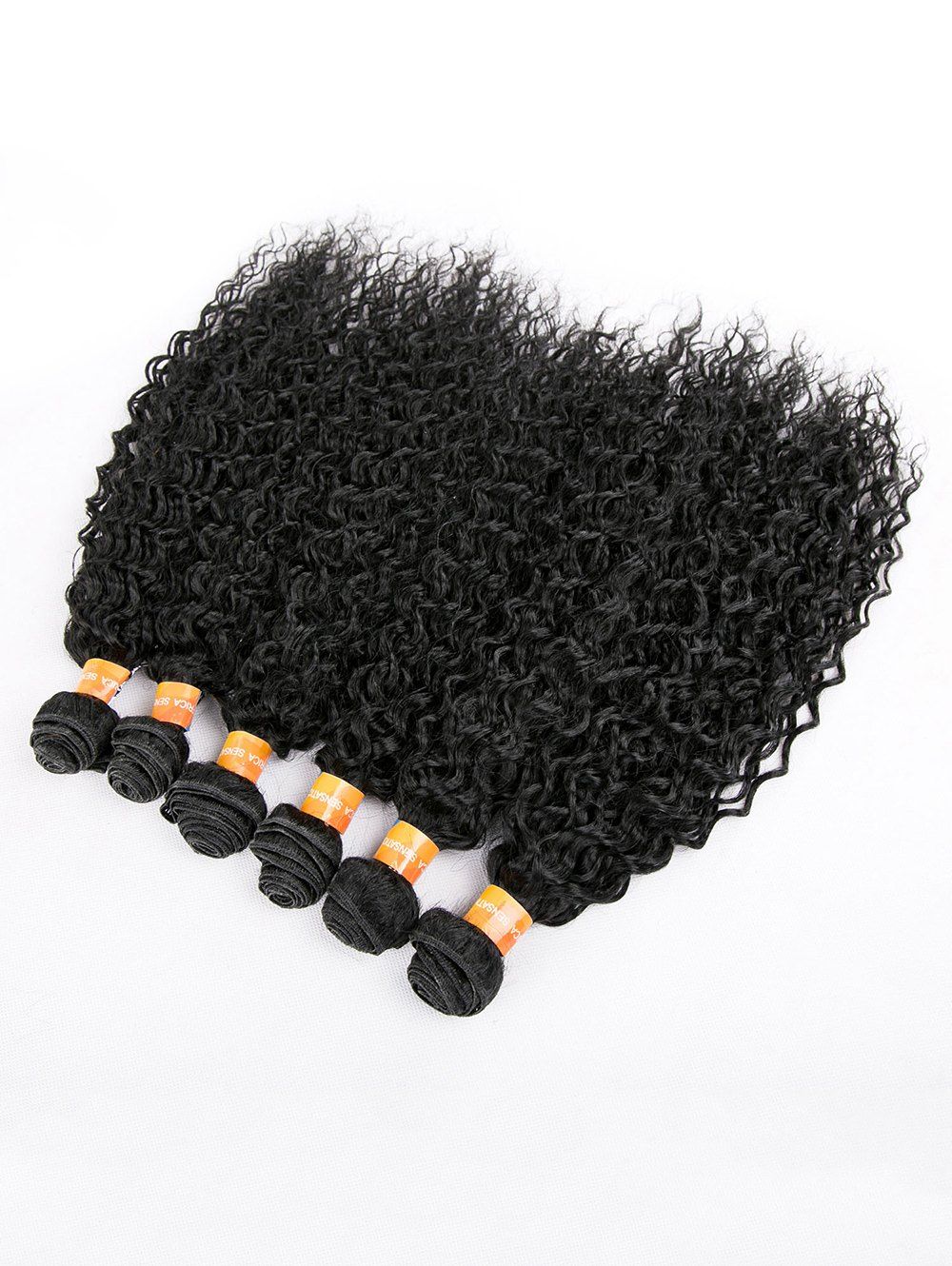 

6Pcs Medium Kinky Curly Synthetic Hair Weaves, Black