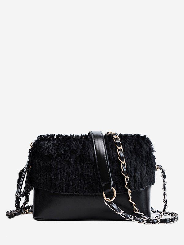 

Faux Fur Design Crossbody Bag, Black