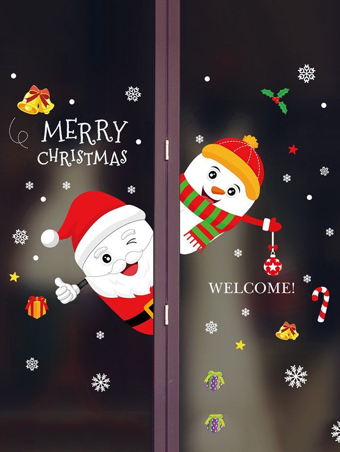 

Merry Christmas Snowman Removable Wall Sticker, Lava red