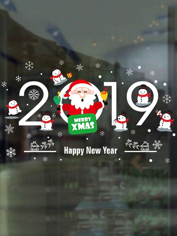 

Merry Christmas Happy New Year Removable Wall Sticker, White