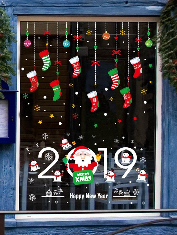 

Christmas Stocking Snowflake Pattern Removable Wall Sticker, Lava red