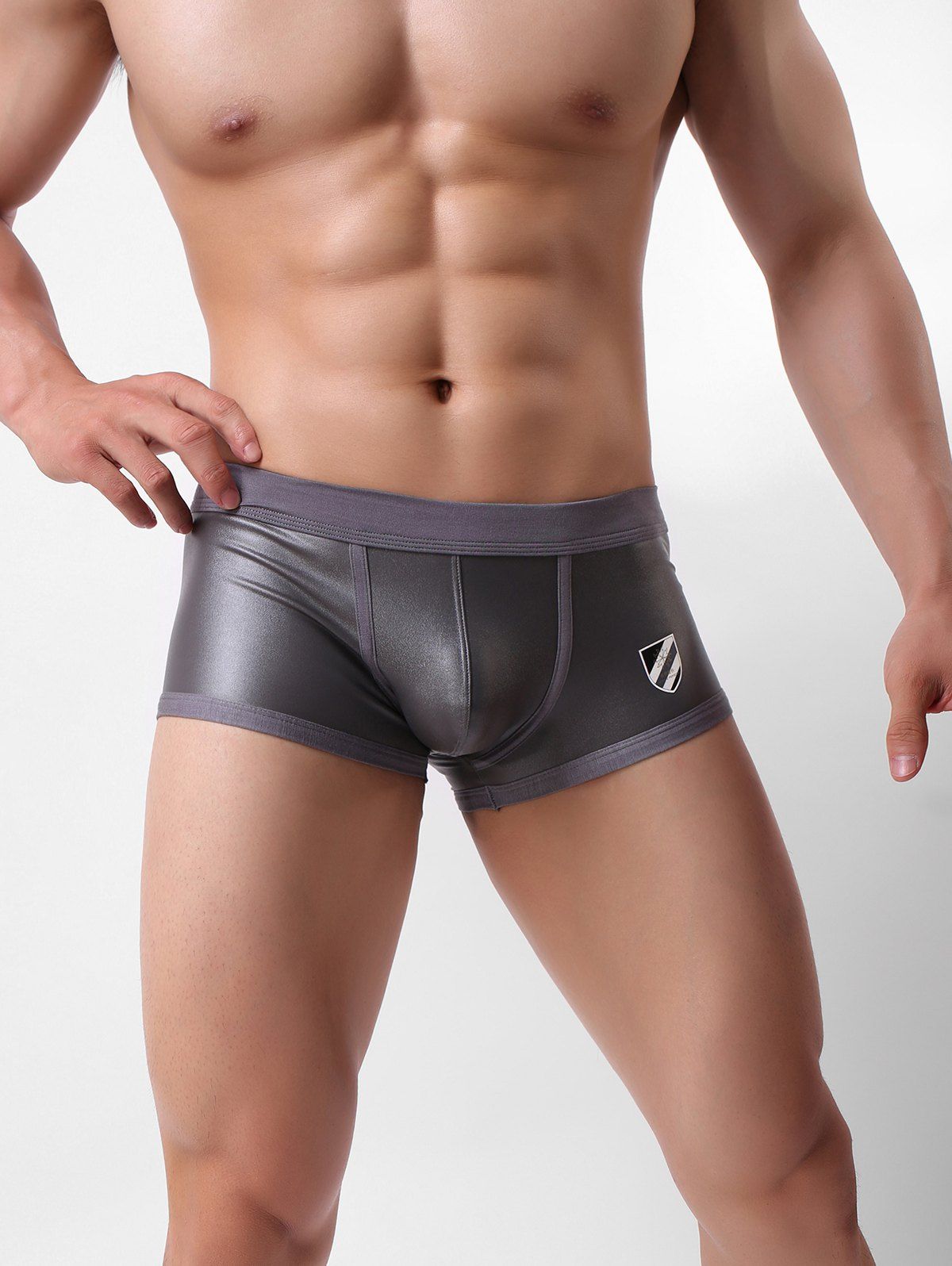 

U Pouch Design Faux Leather Boxers, Battleship gray