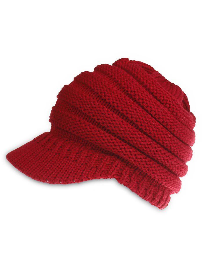 

Vintage Solid Color Knitted Baseball Cap, Lava red