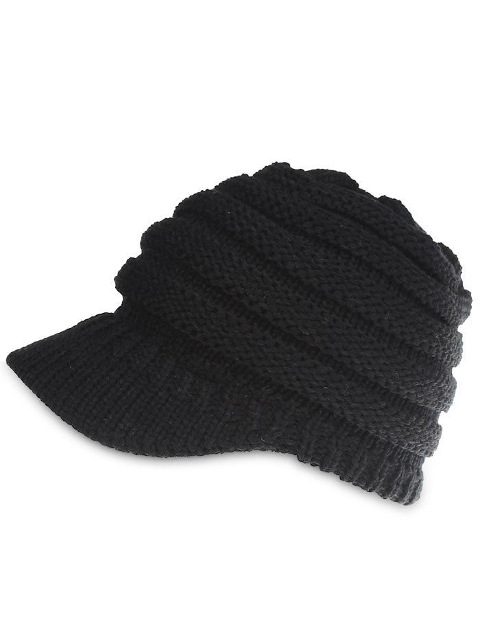 

Vintage Solid Color Knitted Baseball Cap, Black