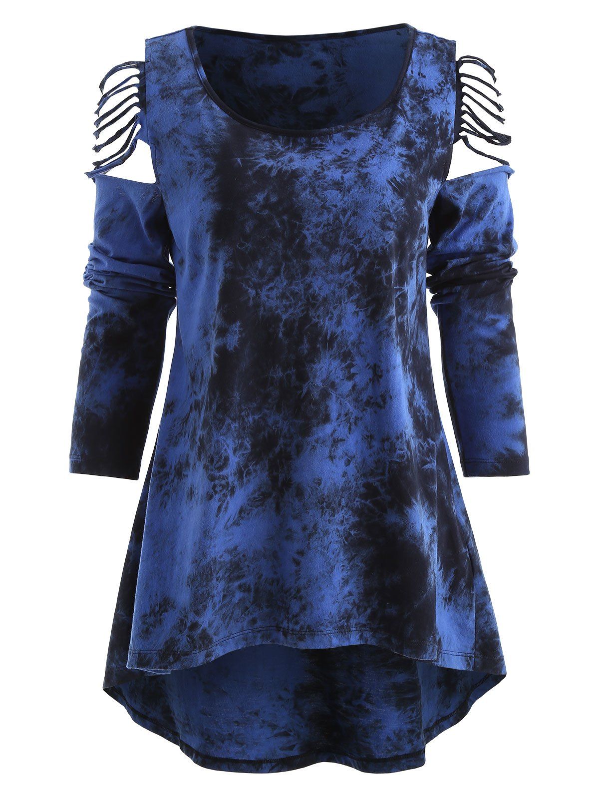 

Tie Dye Print Ripped Tee, Blueberry blue