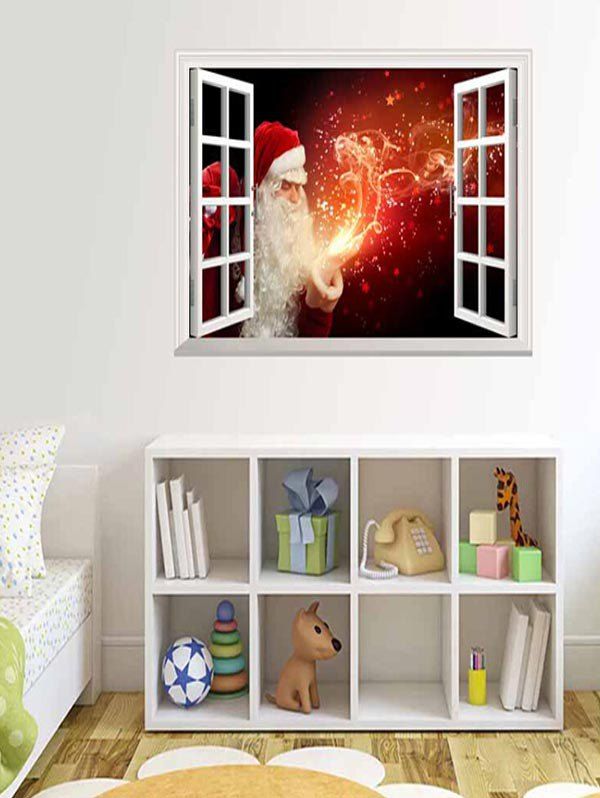 

Christmas Santa Claus Fire Print Wall Sticker, Multi