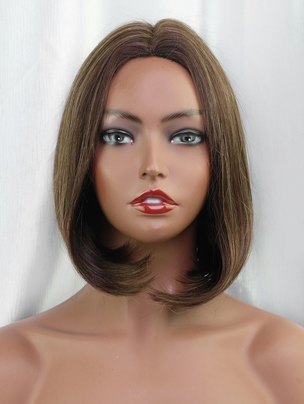 

Middle Part Short Straight Bob Colormix Human Hair Wig, Multi