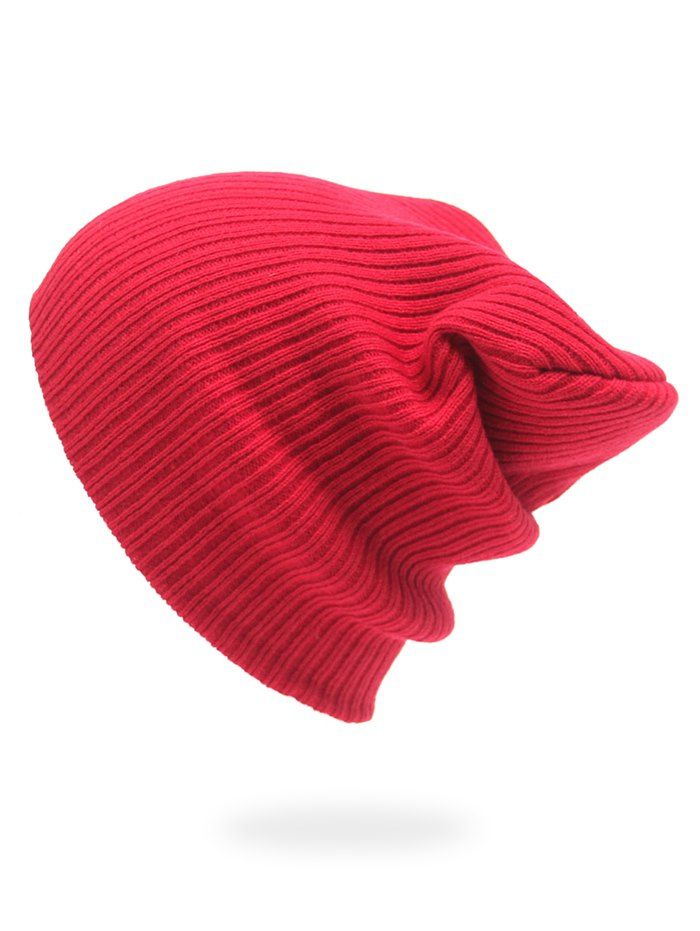 

Winter Stripe Knitted Slouchy Beanie, Red