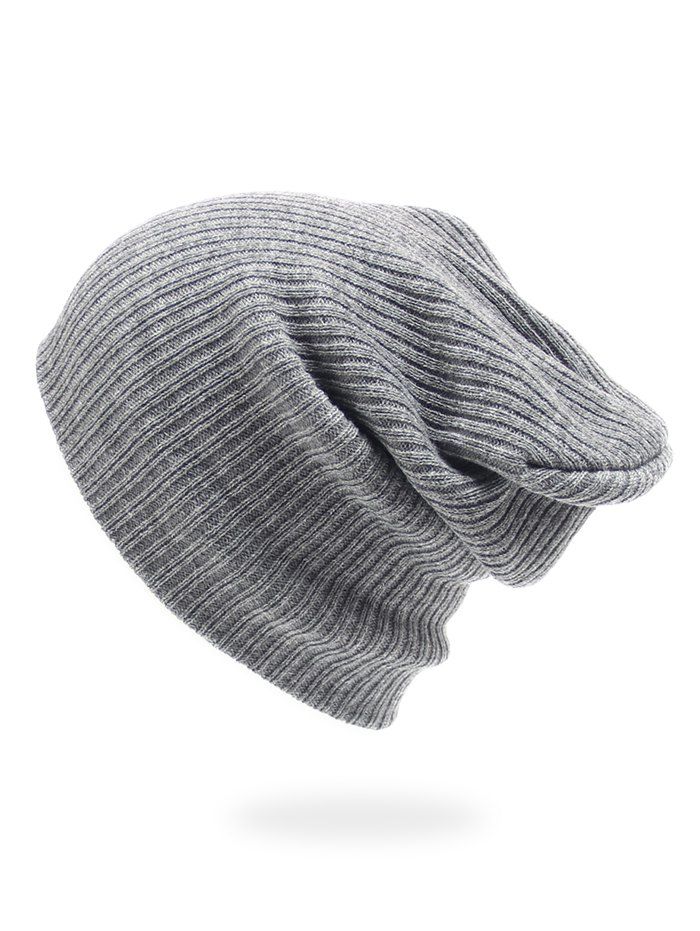 

Winter Stripe Knitted Slouchy Beanie, Gray