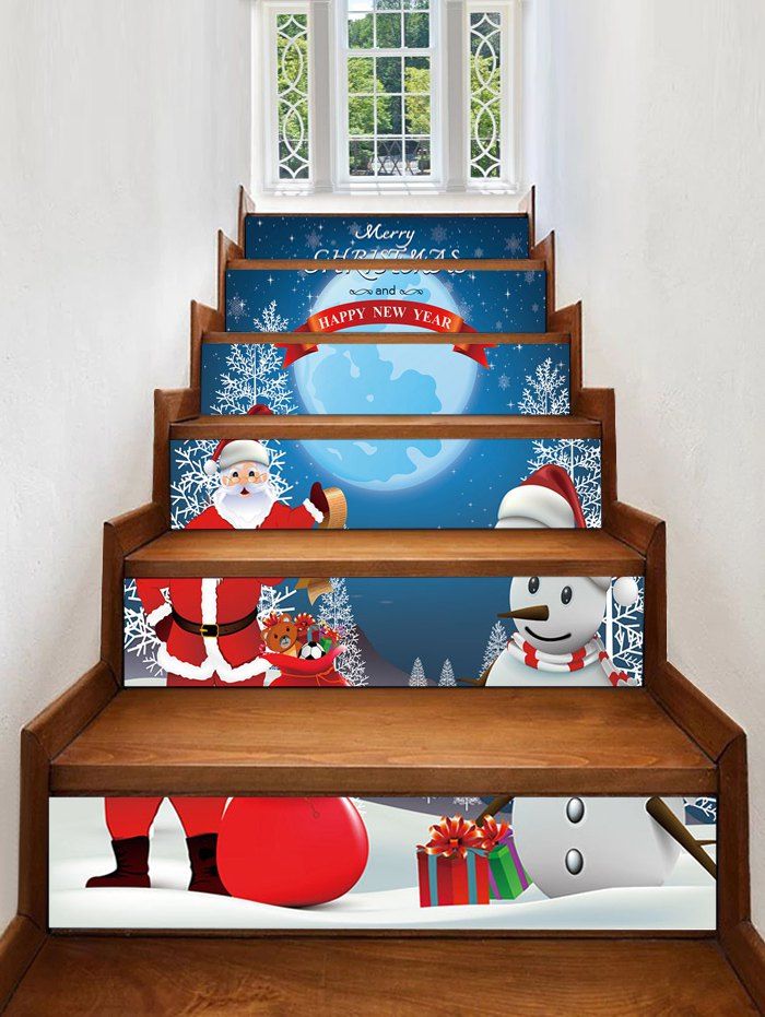 

Santa Claus Snowman Christmas Stair Stickers, Multi
