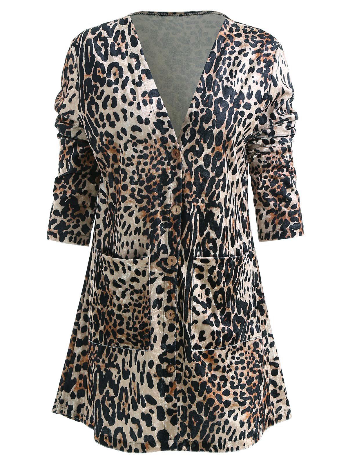 

Long Sleeve Leopard Print Velvet Dress