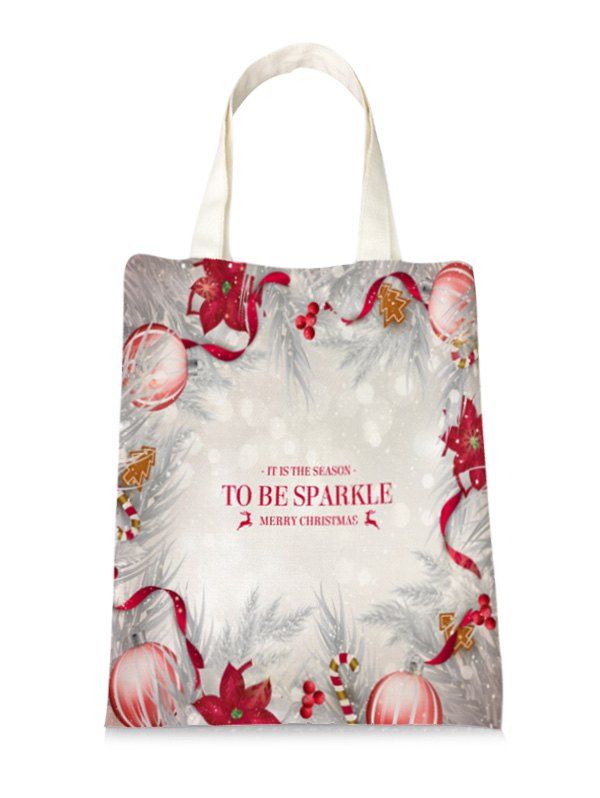 

Christmas Balls Print Linen Tote Bag, Multi