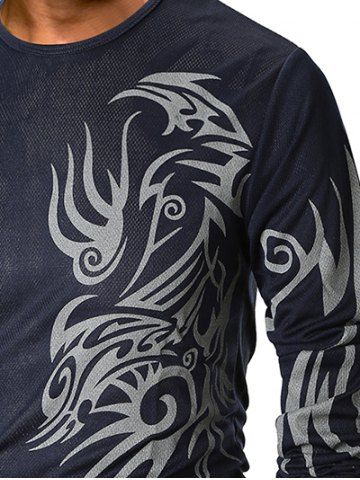 

Metallic Totem Printed Crew Neck T-shirt, Cadetblue