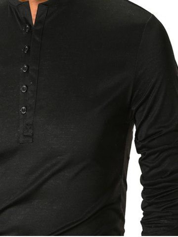 

Solid Long Sleeve Henley Tee, Cadetblue