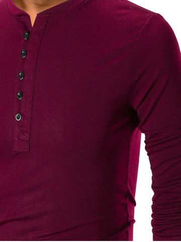 

Solid Long Sleeve Henley Tee, Red