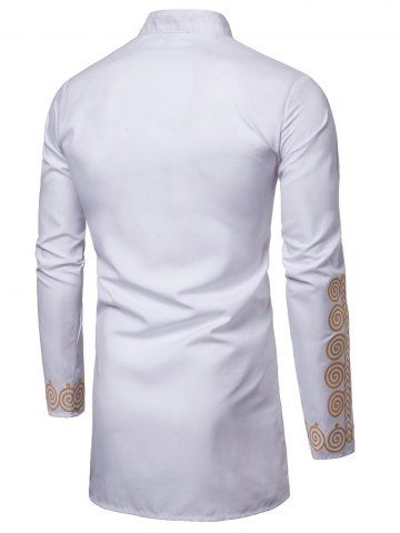 

Vintage Ethnic Printed Long Sleeve Shirt, White