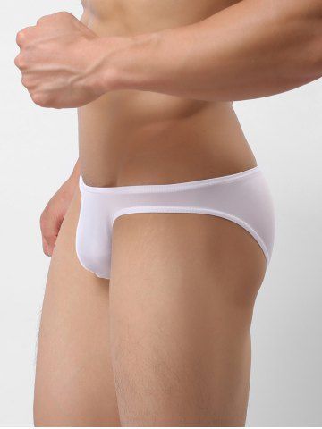 

High Cut Convex Pouch Solid Color Briefs, White