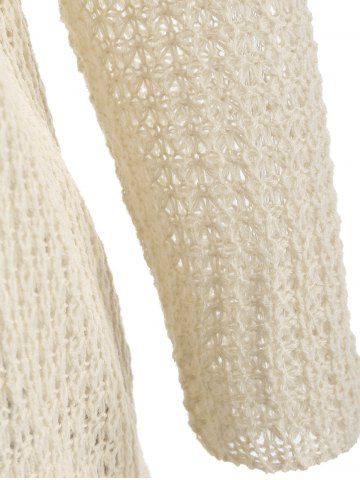 

Cowl Neck Button Asymmetric Hem Sweater, Warm white