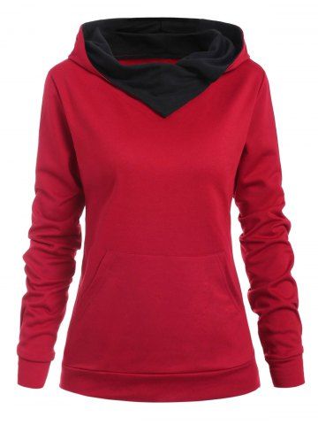 

Butterflies Skull Print Funnel Hoodie, Red wine