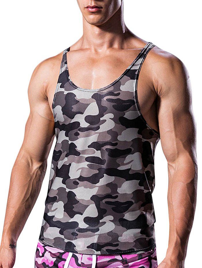 

Camouflage Pattern I-shaped Tank Top, Cloudy gray