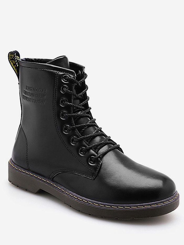 

Solid Color Lace Up Ankle Boots, Black