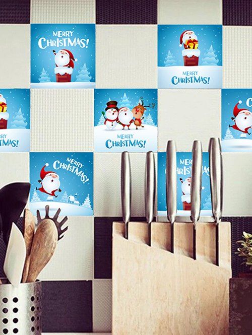 

Christmas Santa Claus Pattern Tile Stickers, Multi