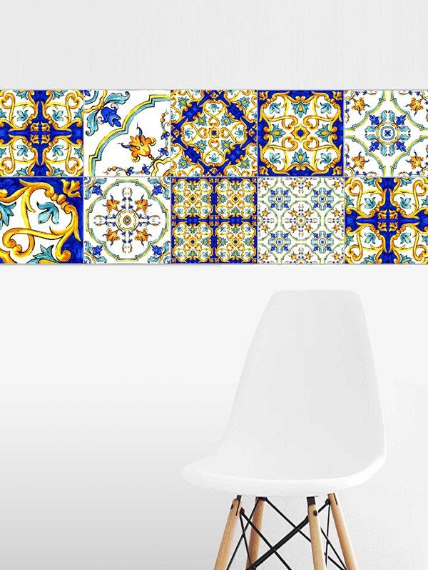 

20 Pcs Bohemian Pattern Tile Stickers, Multi