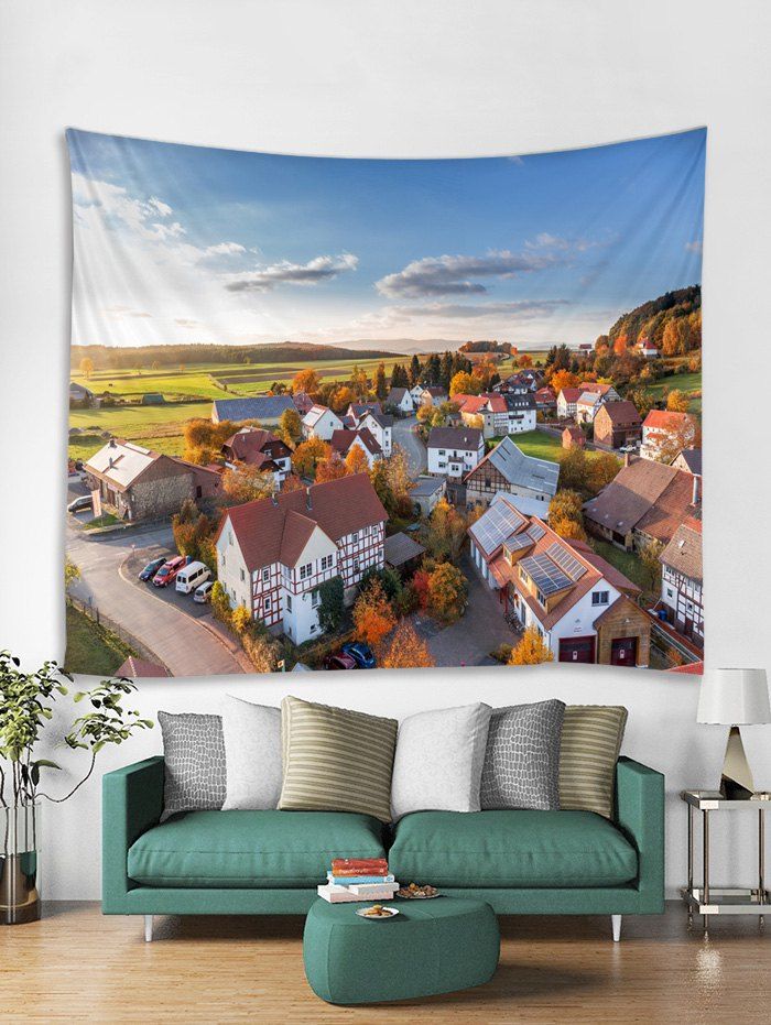 

Village Print Tapestry Wall Hanging Art Decoration, Multi