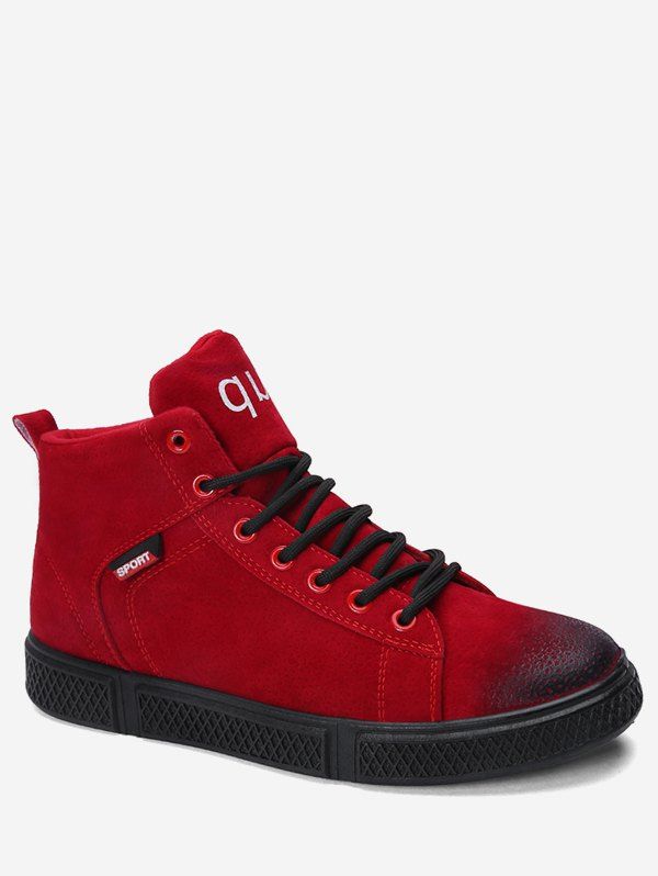 

Retro Ombre Color Round Toe Ankle Boots, Red