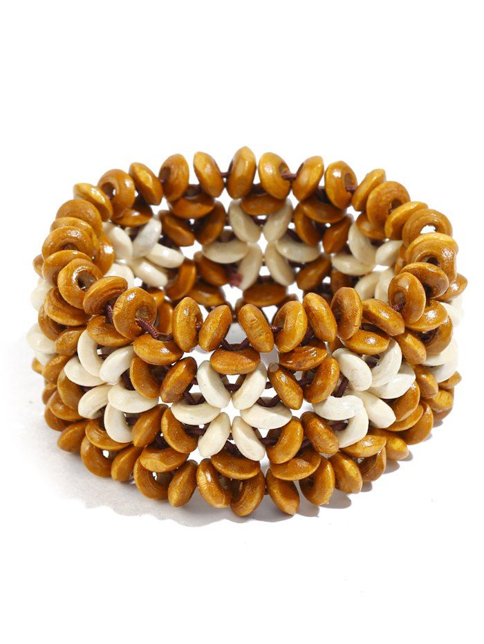 

Handmade Floral Pattern Beads Bracelet, Orange gold