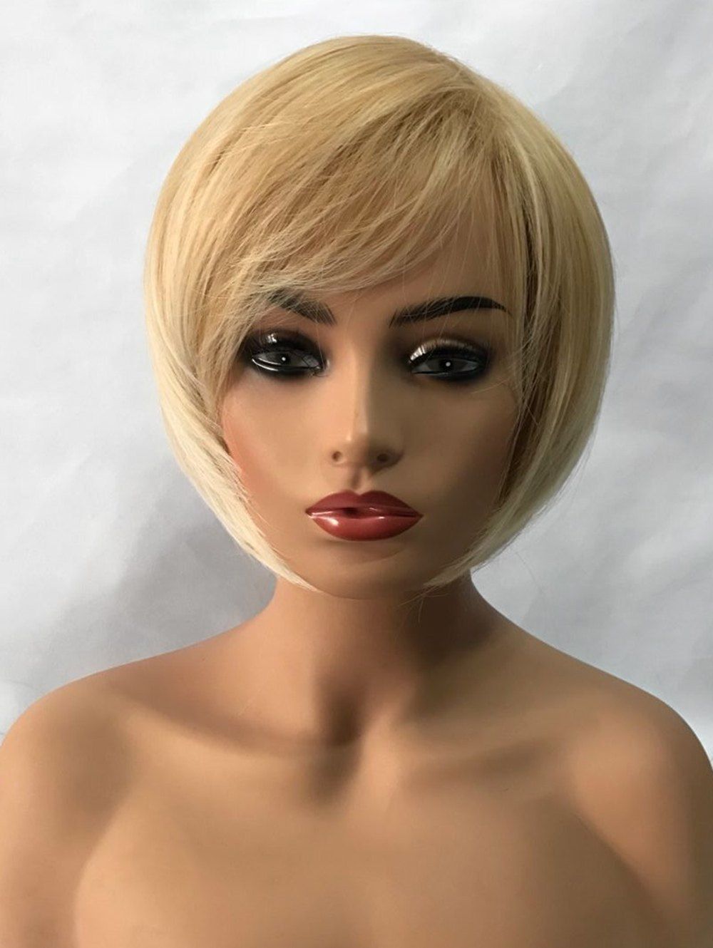 

Side Bang Capless Straight Short Bob Synthetic Wig, Blonde