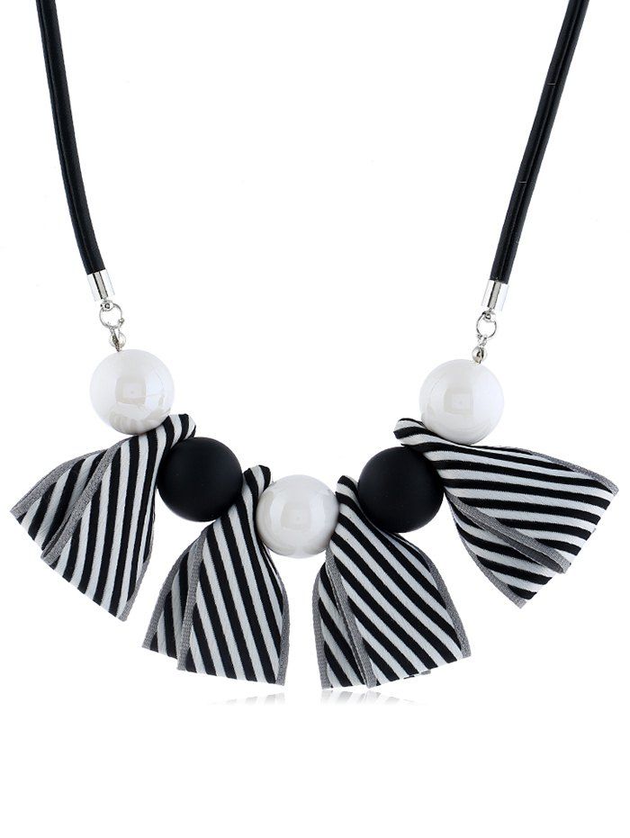 

Striped Bowknot Design Ball Necklace, Black