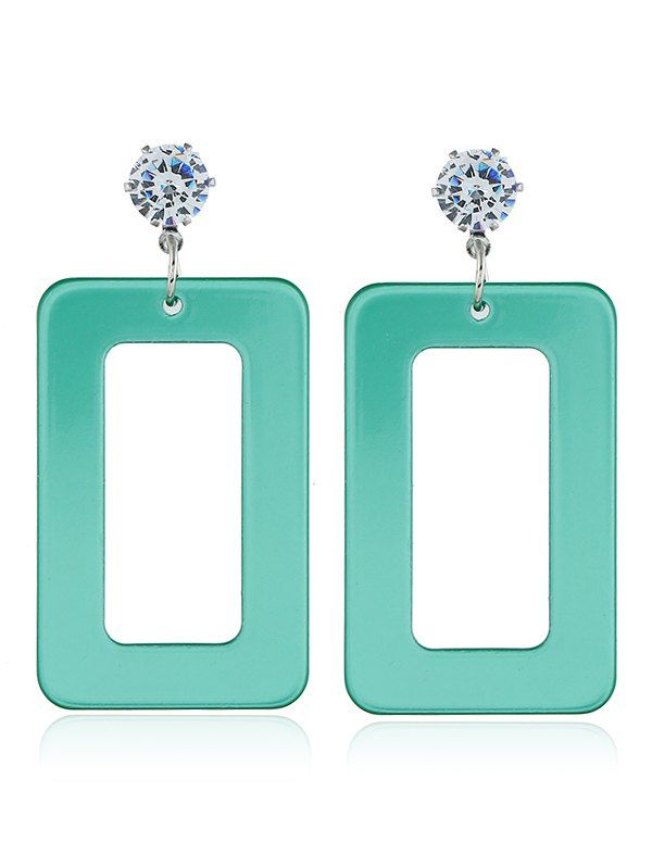 

Rectangle Shape Rhinestone Drop Earrings, Green