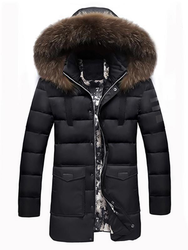 

Faux Fur Padded Hooded Longline Coat, Black