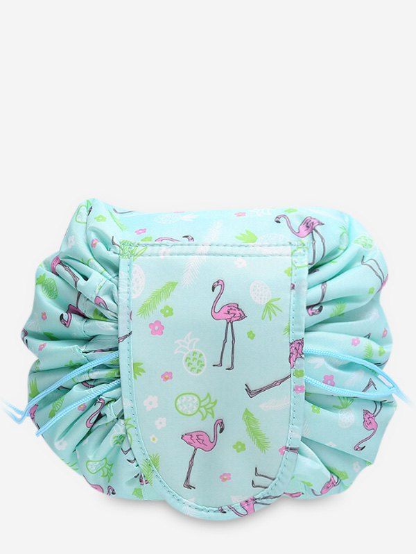 

Flamingo Print String Design Cosmetic Bag, Light aquamarine