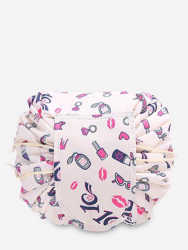 

Flamingo Print String Design Cosmetic Bag, Sakura pink