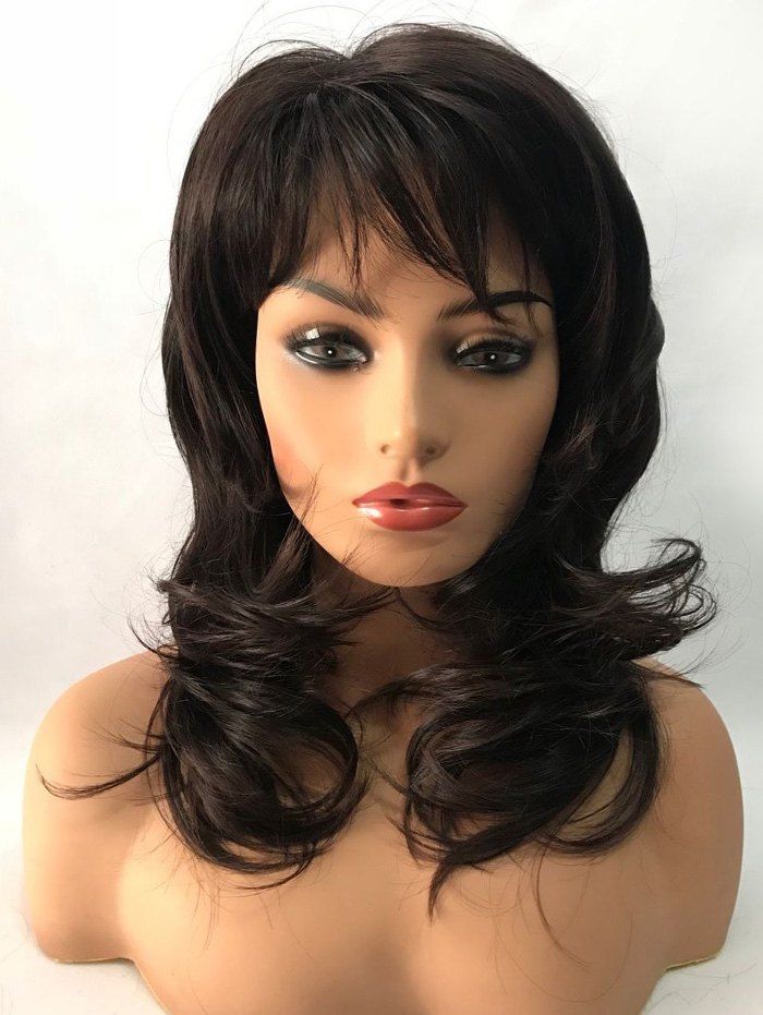 

Long Side Bang Natural Straight Capless Synthetic Wig, Brown