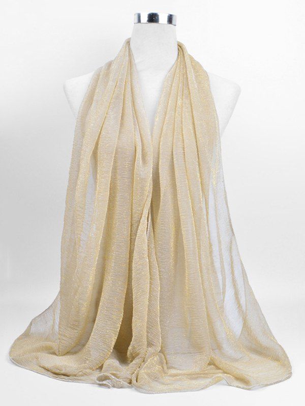

Vintage Gold Tone Long Shawl Scarf, Beige