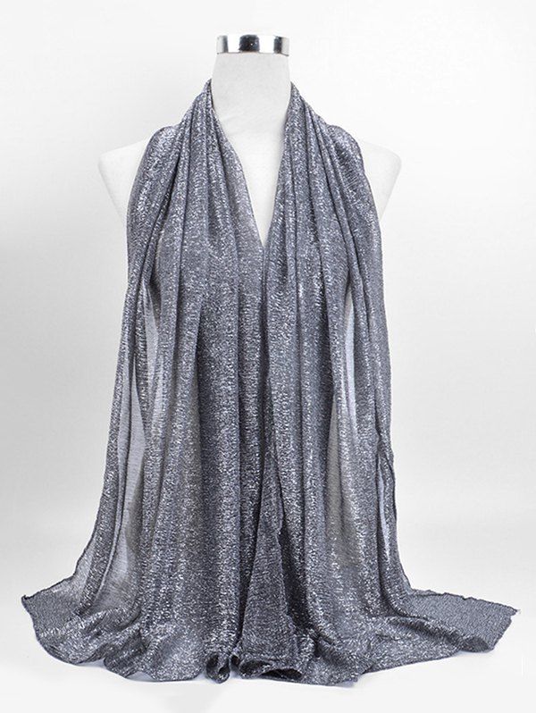 

Vintage Gold Tone Long Shawl Scarf, Gray