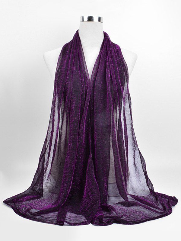 

Vintage Gold Tone Long Shawl Scarf, Purple iris
