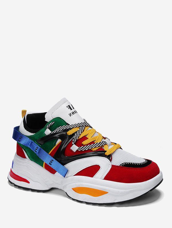 

Belt Embellished Color Block Athletic Shoes, Lava red