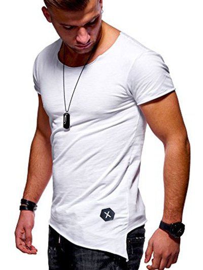 

Slim Fit High Low Short Sleeve T-shirt, White