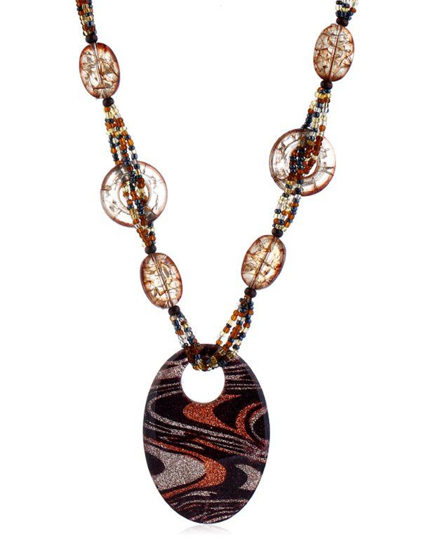 

Ethnic Circle Shaped Beaded Hollow Necklace, Multi
